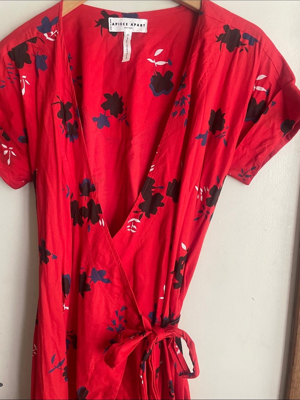 Apiece Apart Amaro Wrap Dress Red Floral - Picture 3 of 14